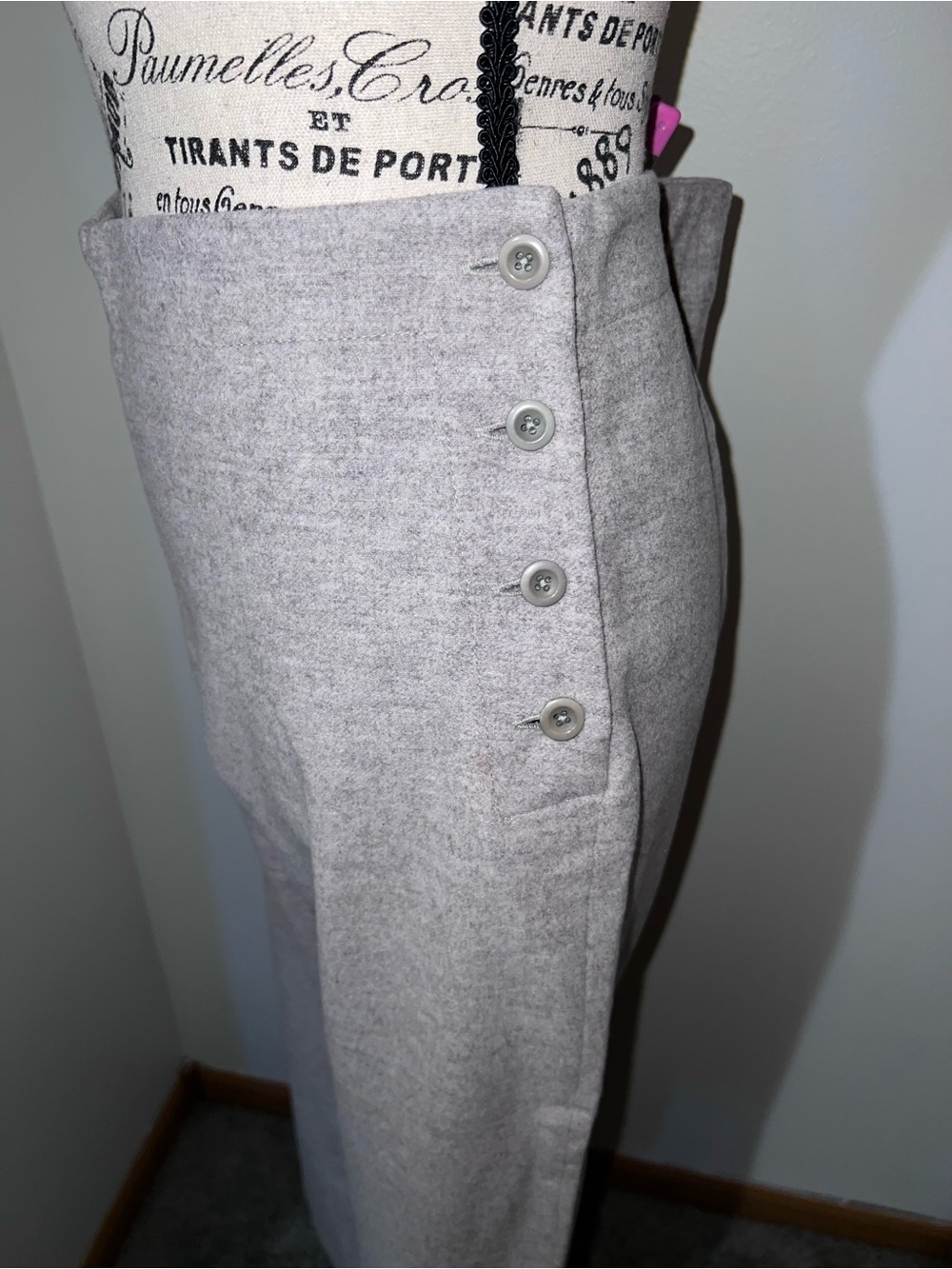 J. Crew Wool Cashmere Blend Sailor Pants Grey Wide Leg High Rise Side Button 8 - Picture 3 of 12